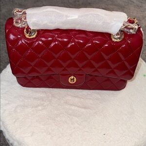 Chic Quilted Red Shoulder Bag
